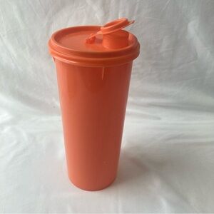 Tupperware Vintage Orange Travel Tall Cup 262 w Lid 603 Retro 80s Flip Top Sip